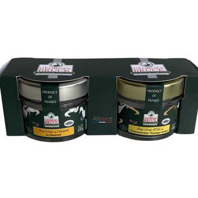 Coffret - Duo Verrines Twist-off Foie gras d'Oie au gewurztraminer et Foie gras de Canard au Sauternes - 2 x 100g