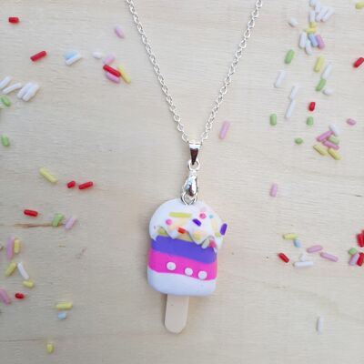 Silver Chain Pendant - Red Fruits Ice Cream
