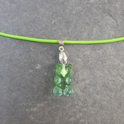 Lime Bear Pendant Necklace