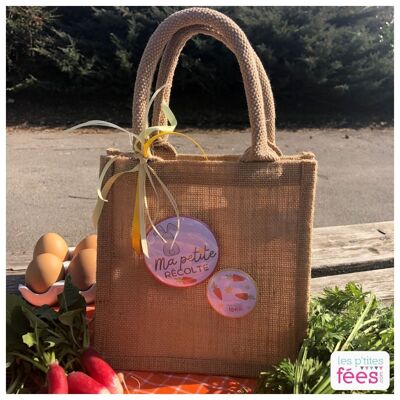 Small tote bag "Ma petite Récolte" (Easter, child, chocolate, egg hunt)