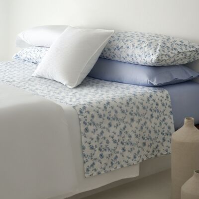 Ensemble de draps en coton 200 fils au pouce Fiona Blue