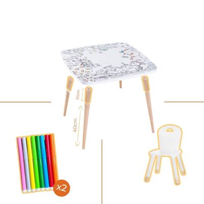 Le Pack évolutif - Coloritable + 1 chaise + Kit de rallonges + 2 sets de feutres