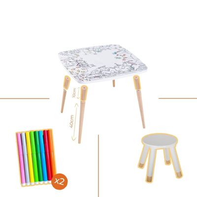 Scalable pack: 1 Coloritable + 1 stool + 1 extension kit + Markers
