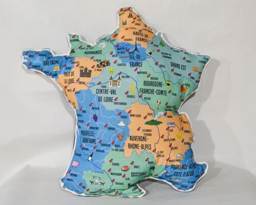 Coussin bleu carte de France