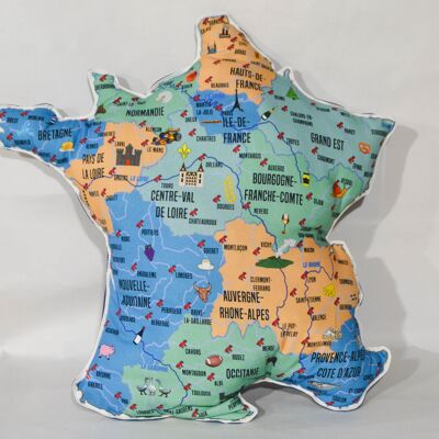 Blue map of France cushion
