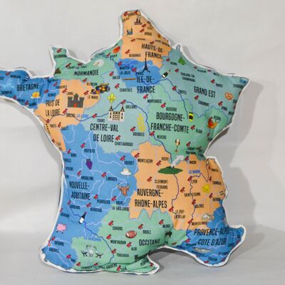 Coussin bleu carte de France