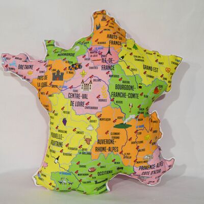 France map pink cushion