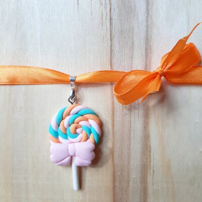 Mint-Apricot Lollipop Ribbon Long Necklace