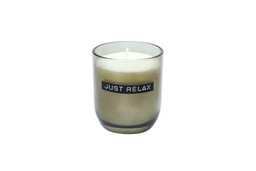 Candle jar Smokey black Dark Amber 'Just Relax'