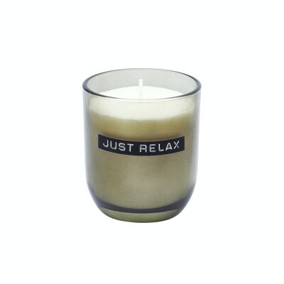 Candle jar Smokey black Dark Amber 'Just Relax'