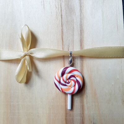 Nougat-Caramel Lollipop Ribbon Long Necklace