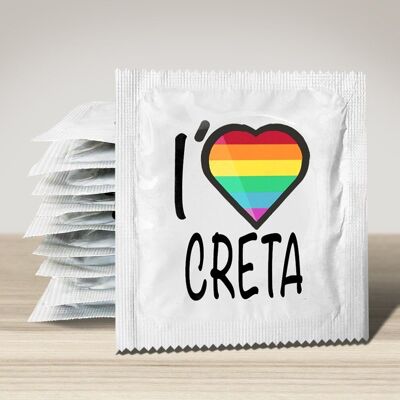 Condom: Greece: I love Creta (rainbow flag)