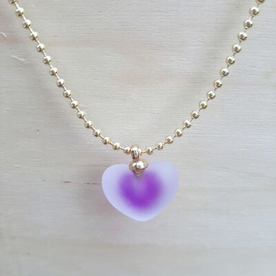Purple Frosted Heart Necklace