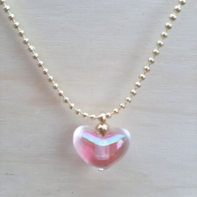 Pink Iced Heart Necklace