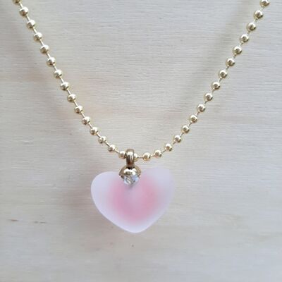Pink Frosted Heart Necklace