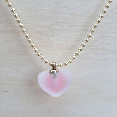 Collier Cœur Givré Rose