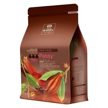 CACAO BARRY - CHOCOLAT DE COUVERTURE NOIR - PASSY (Lenôtre) 70% CACAO - 2.5 KG- PISTOLES 1