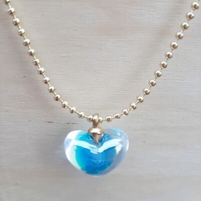 Blue Icy Heart Necklace
