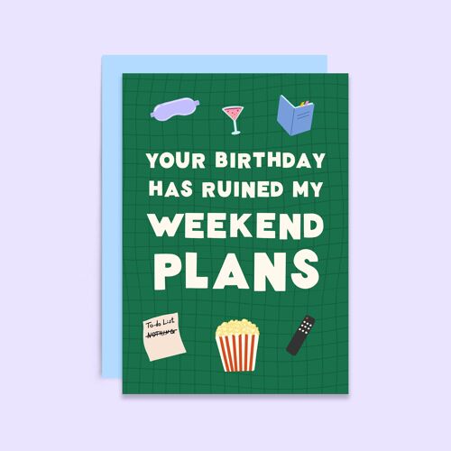 Weekend Plans Birthday Card | Funny Adult Birthday Cards