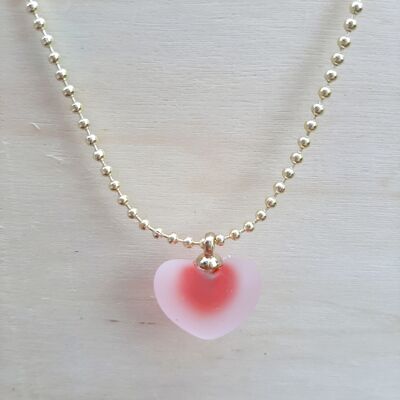 Red Frosted Heart Necklace