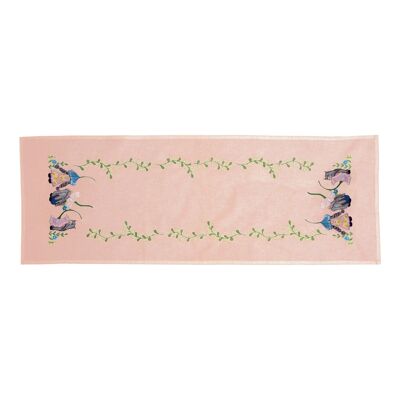 DIY Floral Table Runner Kit, Spring Embroidery Gnome Pattern, Easter DIY Gift, 35 x 95 cm