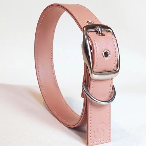 Pink Vegan Leather Dog Collar