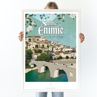 Affiche Sainte-Énimie, Gorges du Tarn - Poster de Lozère - Occitanie, France