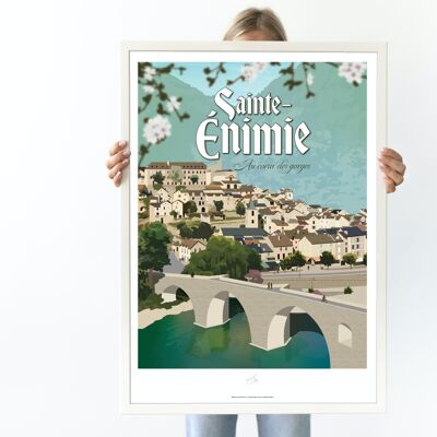 Affiche Sainte-Énimie, Gorges du Tarn - Poster de Lozère - Occitanie, France