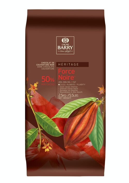 CACAO BARRY - FORCE NOIRE 50% CACAO - 2.5 KG - PLAQUE