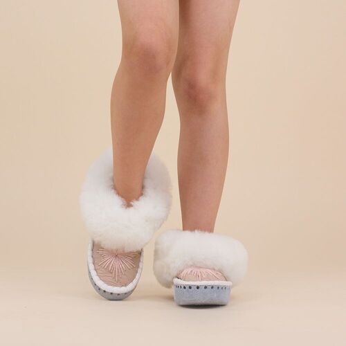 Kids Leather & Wool Slippers Pink - Kids Leather & Wool Slippers Pink