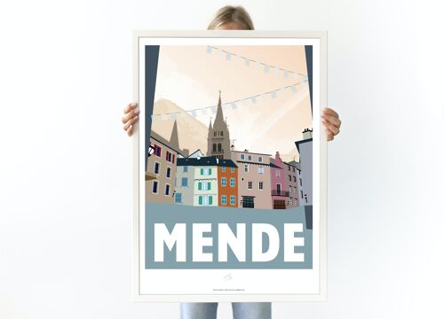 Affiche Mende, Cathédrale Notre-Dame - Poster de Lozère - Occitanie, France