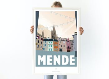 Affiche Mende, Cathédrale Notre-Dame - Poster de Lozère - Occitanie, France 1