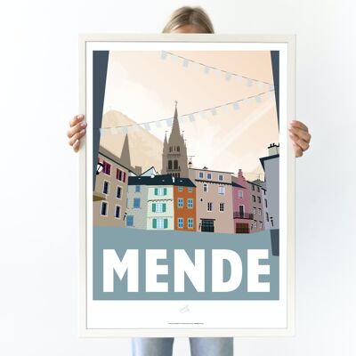 Affiche Mende, Cathédrale Notre-Dame - Poster de Lozère - Occitanie, France