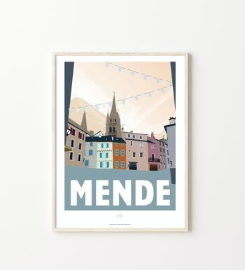 Affiche Mende, Cathédrale Notre-Dame - Poster de Lozère - Occitanie, France 3