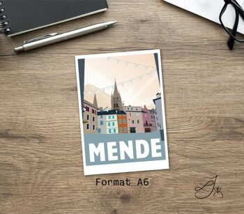 Affiche Mende, Cathédrale Notre-Dame - Poster de Lozère - Occitanie, France 4