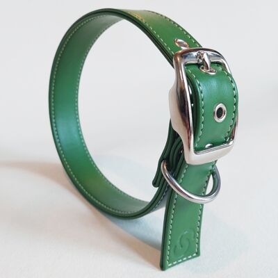 Grünes Hundehalsband aus veganem Leder