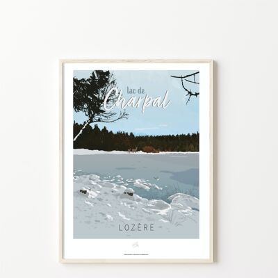 Affiche Lac de Charpal, en Margeride - Poster de Lozère - Occitanie, France