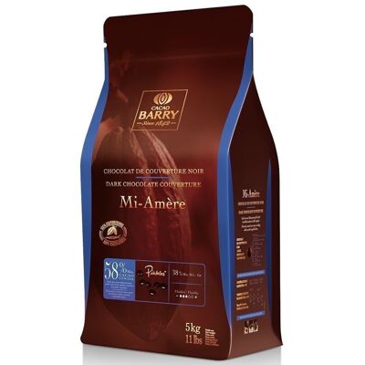 CACAO BARRY - CHOCOLATE DE COBERTURA NEGRO - HERITAGE - MI BITTER 58% CACAO - 5 KG - PISTOLAS