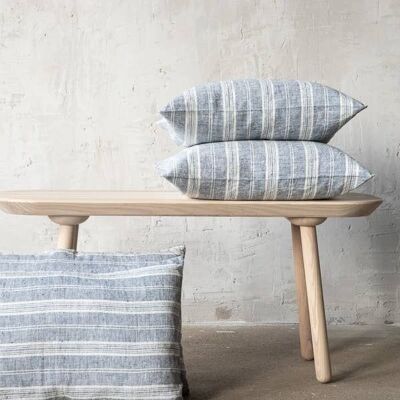 Linen Cushion Cover Indigo Multistripe