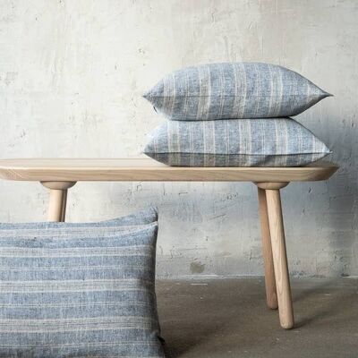 Linen Cushion Cover Indigo Natural Multistripe
