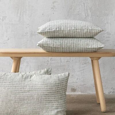 Linen Cushion Cover Forest Green Natural Brittany