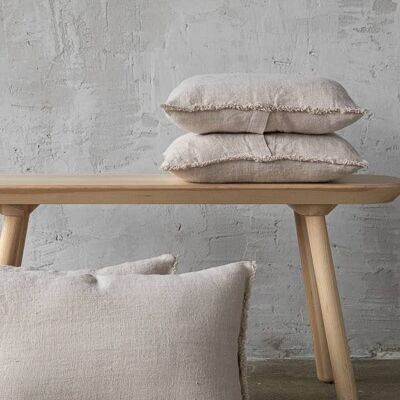 Linen Cushion Cover New Platinum Rustic Fringe