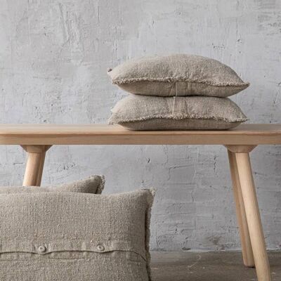 Linen Cushion Cover Natural Rustic Fringe