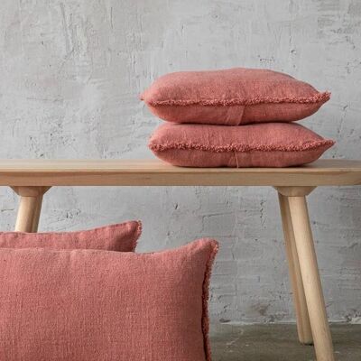 Linen Cushion Cover Canyon Rose Rustic Fringe
