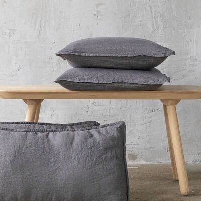 Linen Cushion Cover Steel Grey Stone Washed