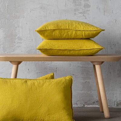 Linen Cushion Cover Citrine Stone Washed