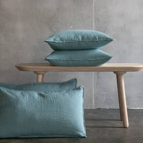 Linen Cushion Cover Stone Blue Stone Washed