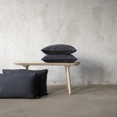 Linen Cushion Cover Charcoal Terra Fringe