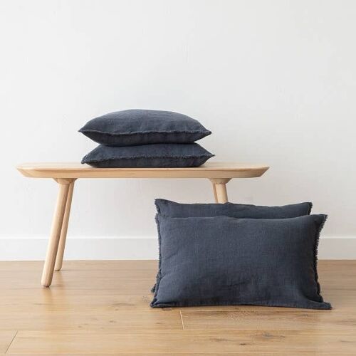 Linen Cushion Cover Anthracite Terra Fringe
