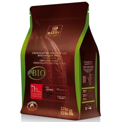 CACAO BARRY - BIO-DUNKLE COVER-SCHOKOLADE 71% CACAO - 2,5 KG - PISTOLEN